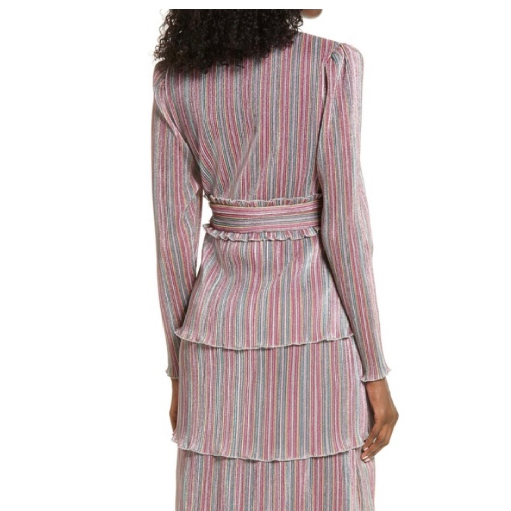 Alison Striped Long Sleeve Midi Dress Size S.